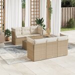 vidaXL Salon de jardin avec coussins 7 Pièces beige résine tressée