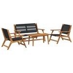 vidaXL Chaises de jardin avec table 4 Pièces Noir 90 x 45 x 40 cm