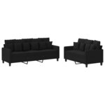 vidaXL Ensemble de canapés 2 Pièces avec coussins Noir Tissu