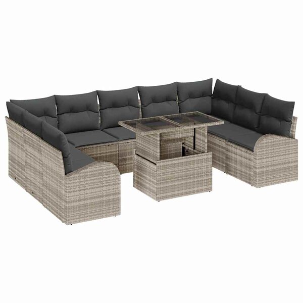 vidaXL Ensemble de canapé de jardin 10 Pièces Gris clair 100 x 55 x 73 cm