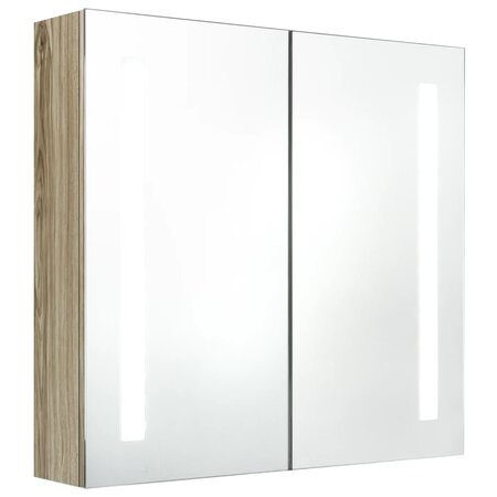 vidaXL Armoire de salle de bain à miroir LED Chêne 62x14x60 cm