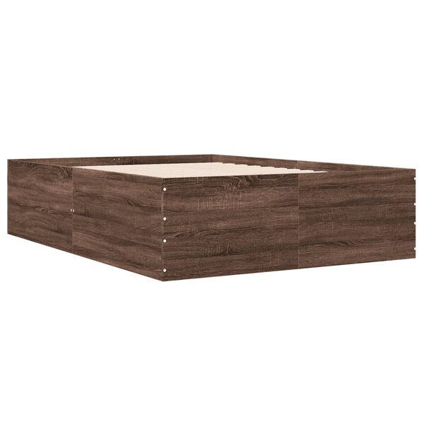 vidaXL Cadre de lit chêne marron 135x190 cm bois d'ingénierie
