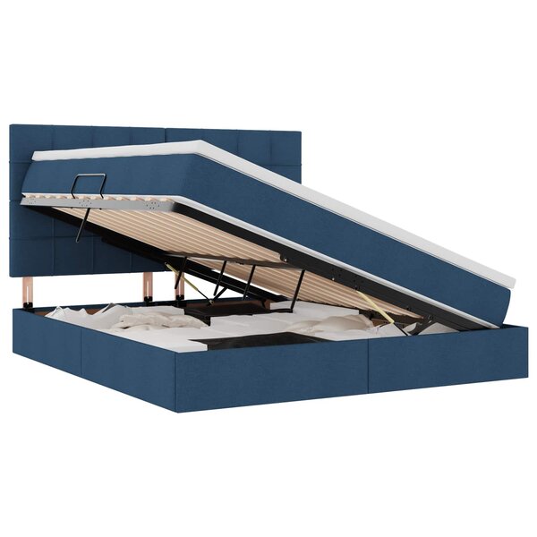 vidaXL Lit avec rangement et matelas Bleu 180 x 200 cm Polyester
