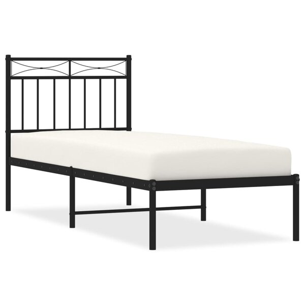 vidaXL Cadre de lit métal sans matelas avec tête de lit noir 75x190 cm