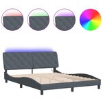 vidaXL Cadre de lit avec LED sans matelas gris foncé 160x200cm velours