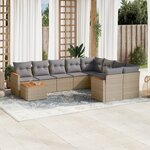 vidaXL Salon de jardin et coussins 10 Pièces mélange beige résine tressée