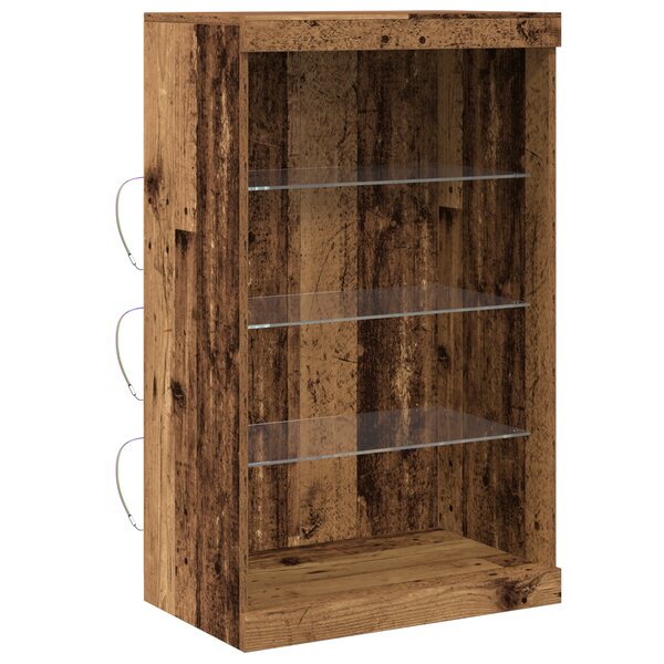 Buffet vidaXL avec lumières LED en bois ancien 60 5x37x100 cm