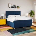 vidaXL Sommier à lattes de lit avec matelas Bleu 200x200 cm Tissu