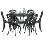 vidaXL Ensemble de salle à manger pour jardin 7 Pièces Noir Aluminium