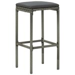 vidaXL Ensemble de bar de jardin 7 Pièces et coussins Résine tressée Gris