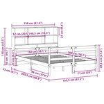 vidaXL Lit bibliothèque sans matelas 150x200 cm bois massif de pin