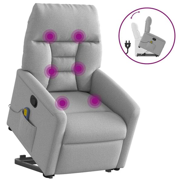 vidaXL Fauteuil de massage inclinable gris nuage tissu