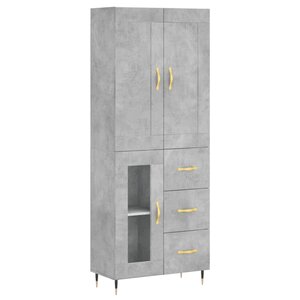 vidaXL Buffet haut Gris béton 69 5x34x180 cm Bois d'ingénierie