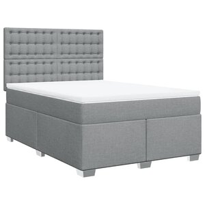 vidaXL Sommier à lattes de lit avec matelas Gris clair 140x190cm Tissu
