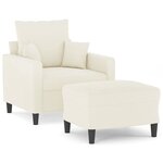 vidaXL Fauteuil avec repose-pied Crème 60 cm Velours