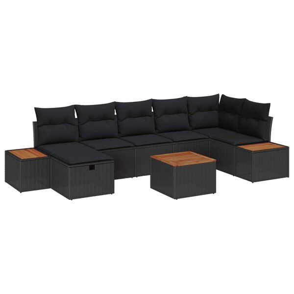 vidaXL Ensemble de canapé de jardin 8 Pièces Noir Poly rotin