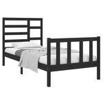 vidaXL Cadre de lit sans matelas noir bois massif 75x190 cm