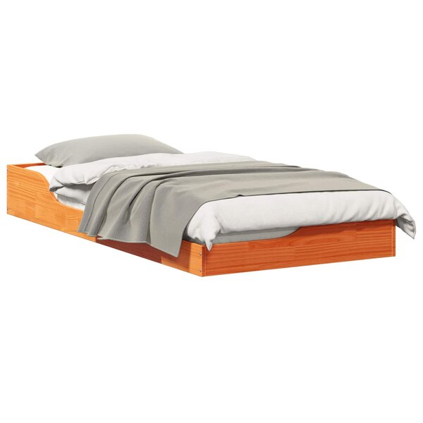 vidaXL Cadre de lit Brun cire 90 x 190 cm Pin massif