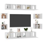 vidaXL Ensemble de meubles TV 10 Pièces Blanc Bois d'ingénierie