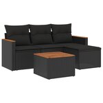 vidaXL Salon de jardin 5 Pièces avec coussins noir résine tressée