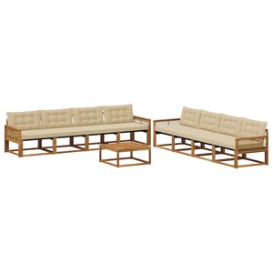 vidaXL Ensemble de canapés d'extérieur 9 Pièces Naturel et Beige