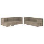 vidaXL Salon de jardin 7 Pièces avec coussins Gris Résine tressée