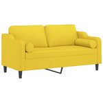 vidaXL Canapé 2 places avec oreillers jaune clair 140 cm tissu