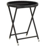 Ensemble de Bistro de Jardin 3 Pièces avec Coussins Noir en Poly Rattan