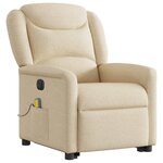 vidaXL Fauteuil inclinable de massage électrique Crème Tissu