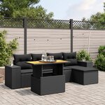 vidaXL Salon de jardin 6 Pièces avec coussins noir résine tressée