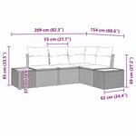 vidaXL Ensemble de canapé de jardin 4 Pièces Gris 209 x 154 x 85 cm