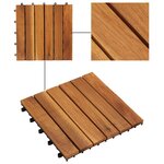 vidaXL Carreau de terrasse 20 Pièces Marron 30 x 30 cm Bois d'acacia