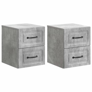 vidaXL Cabinet de chevet mural 2 Pièces Gris béton 34 5 x 33 x 40 cm