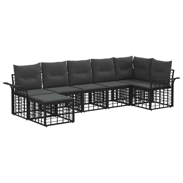 vidaXL Ensemble de canapés d'extérieur 7 pc Noir et Gris foncé