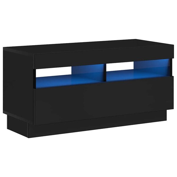 vidaXL Meuble TV avec lumières LED noir brillant 80x35x40 cm