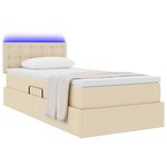vidaXL Lit avec rangement et LED avec matelas Crème 100 x 200 cm tissu