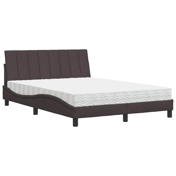 vidaXL Lit avec matelas marron foncé 140x200 cm tissu