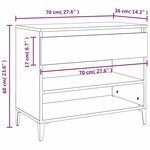 vidaXL Armoire à chaussures Chêne fumé 70x36x60 cm Bois d'ingénierie