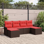vidaXL Ensemble de canapé de jardin 6 Pièces Marron polyrotin