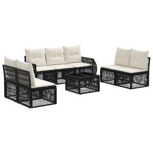 vidaXL Ensemble de canapé de jardin 8 Pièces Noir et blanc crème
