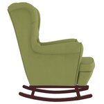 vidaXL Fauteuil à bascule et pieds en bois d'hévéa Vert clair Velours