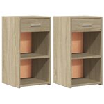 vidaXL Tables de chevet 2 Pièces chêne sonoma 35x34x65 cm bois ingénierie