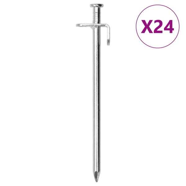 vidaXL Piquets de tente 24 Pièces 19 5 cm 8 mm acier galvanisé