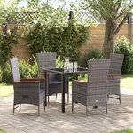 vidaXL Ensemble de salle à manger pour jardin 5 Pièces Gris Poly rotin