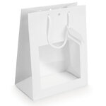 Sac vitrine pelliculé mat blanc à poignées cordelières 18 x 22 7 x 10 cm (lot de 10)
