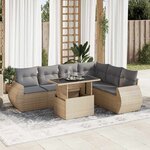 vidaXL Salon de jardin avec coussins 7 Pièces beige résine tressée