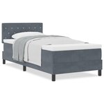 Lit à sommier box avec matelas Gris foncé 90x200 cm Velours