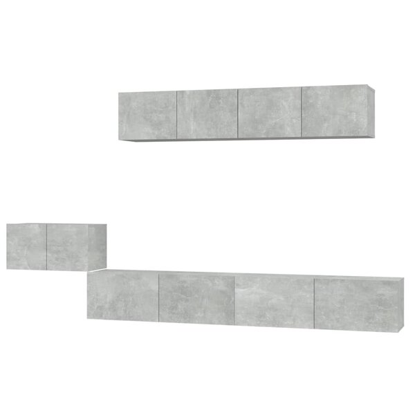 vidaXL Ensemble de meubles TV 5 Pièces Gris béton Bois d'ingénierie