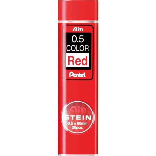 étui de 20 mines 0 5 de couleur AIN STEIN  rouge PENTEL