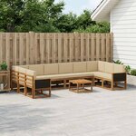 vidaXL Ensemble de canapés d'extérieur 11 pc Naturel et Beige